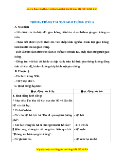 Giáo án Đạo đức 1 Chân trời sáng tạo Phòng, tránh tai nạn giao thông