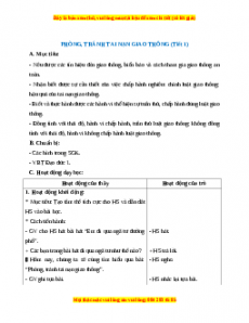 Giáo án Đạo đức 1 Chân trời sáng tạo Phòng, tránh tai nạn giao thông