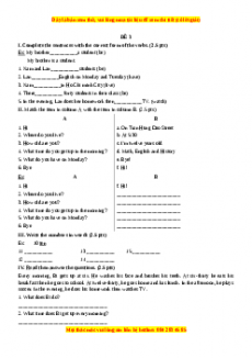 Học kỳ 1: Phần 2 Một số đề kiểm tra học kỳ 1 - Mục B- Đề kiểm tra học kì số 3 -Giáo viên Mai Lan Hương đầy đủ đáp án