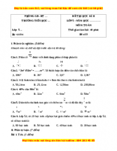 Đề thi cuối kì 2 Toán lớp 5 năm 2023 (Đề 9)