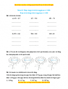 Bài tập cuối tuần Toán lớp 2 Tuần 29 Kết nối tri thức (có lời giải)