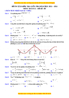 Đề thi giữa kì 1 Toán 11 năm 2022 - 2023 - Đề 8