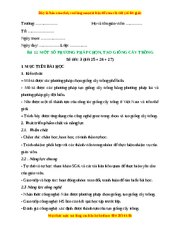 Giáo án Công nghệ 10 (Kết nối tri thức) Bài 12: Một số phương pháp chọn, tạo giống cây trồng