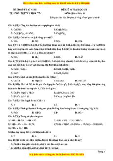 Đề thi học kì I Hóa lớp 11trường THPT Lý Thái Tổ - Bắc Ninh