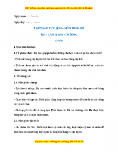 Giáo án Bài 1: Làm quen với bóng Giáo dục thể chất lớp 1 Kết nối tri thức