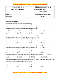 Đề thi giữa kì 2 Toán 4 năm 2023 (Đề 3)