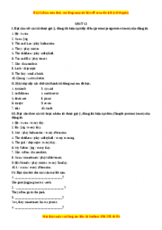 Học kỳ 2: Phần 1 Các bài tập theo từng đơn vị bài học - Unit 12- Giáo viên Mai Lan Hương đầy đủ đáp án