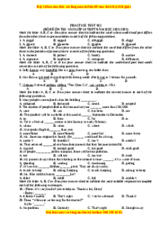 Đề luyện thi vào 10 môn Tiếng anh năm 2023 có đáp án (Đề 22)