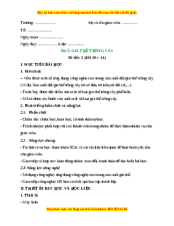 Giáo án Công nghệ 10 (Kết nối tri thức) Bài 5: Giá thể trồng cây