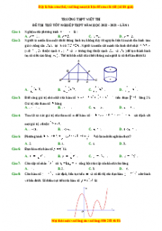 Đề thi thử Toán trường Việt Trì - Phú Thọ năm 2023