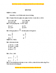 Đề thi Toán lớp 4 cuối kì 2 (Đề 6)