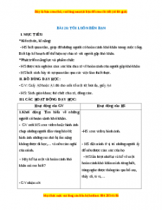 Giáo án Tôi luôn bên bạn Hoạt động trải nghiệm 2 Kết nối tri thức