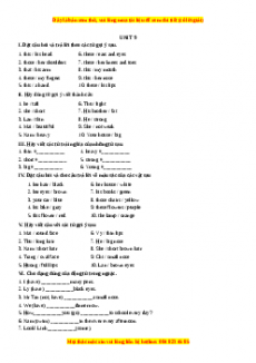 Học kỳ 1: Phần 1 Các bài tập theo từng đơn vị bài học - Unit 9- Giáo viên Mai Lan Hương đầy đủ đáp án