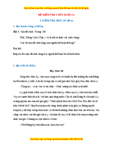 Đề thi cuối kì 1 Tiếng Việt lớp 2 Kết nối tri thức (Đề 14)