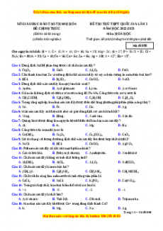 Đề thi thử Hóa học Sở Thanh Hóa lần 2 năm 2023