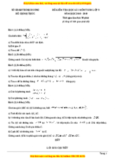 Đề thi học kì Toán 9 năm 2023 Sở GD và ĐT Bình Dương
