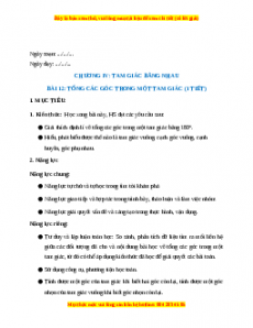 Giáo án Tổng các góc trong một tam giác Toán 7 Kết nối tri thức