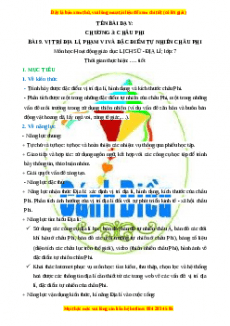 Giáo án Bài 9 Địa lí 7 Cánh diều (2024): Vị trí địa lí, phạm vi và đặc điểm tự nhiên của Châu Phi