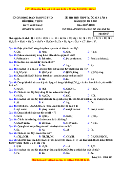 Đề thi thử Hóa học Sở Phú Thọ lần 1 năm 2023