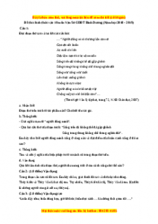 Đề thi tuyển sinh chính thức vào 10 môn Ngữ Văn năm 2018 - 2019 có đáp án - Sở GDĐT Bình Dương