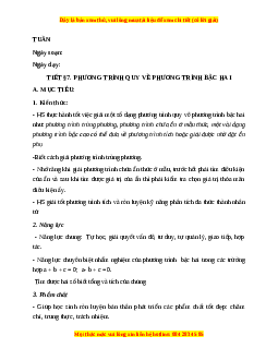Giáo án Phương trình quy về phương trình bậc hai Toán 9 Học kì 2