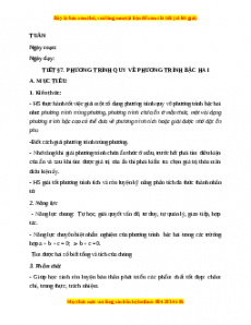 Giáo án Phương trình quy về phương trình bậc hai Toán 9 Học kì 2