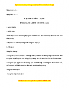 Giáo án Bài 15 Vật lí 10 Chân trời sáng tạo (2024): Năng lượng và công