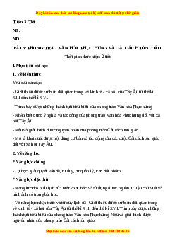 Giáo án Bài 3 Lịch sử 7 Kết nối tri thức (2024): Phong trào văn hóa Phục hưng và cải cách tôn giáo