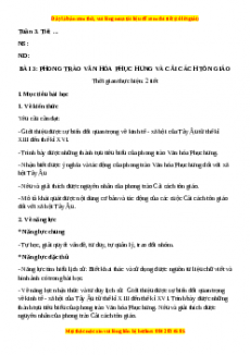 Giáo án Bài 3 Lịch sử 7 Kết nối tri thức (2024): Phong trào văn hóa Phục hưng và cải cách tôn giáo