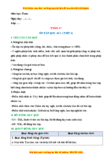 Giáo án Ôn tập học kì 1 Toán 3 Chân trời sáng tạo