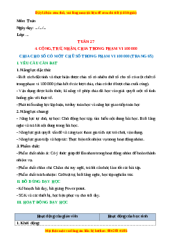 Giáo án Toán 3 Cánh diều Tuần 27: Chia cho số có một chữ số trong phạm vi 100 000