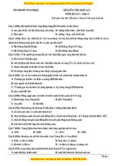 Đề thi học kì 1 Địa lý 12 năm 2023 sở GD và ĐT Nam Định