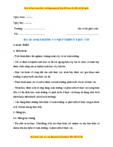 Giáo án Sinh học 7 Cánh diều Bài 30. Sinh trưởng và phát triển ở thực vật