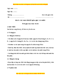 Giáo án Bài 5: Các nguyên tố hóa học và nước Sinh học 10 Cánh diều