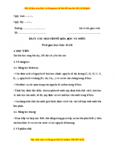 Giáo án Bài 5: Các nguyên tố hóa học và nước Sinh học 10 Cánh diều