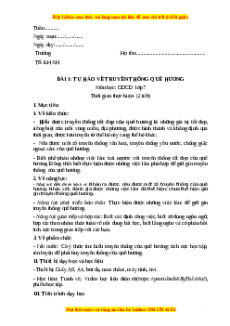 Giáo án GDCD 7 Bài 1 (Cánh diều): Tự hào về truyền thống quê hương