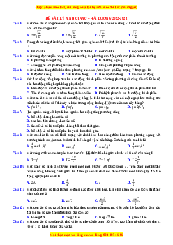 Đề thi thử Vật lí trường Ninh Giang - Hải Dương năm 2023