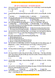Đề thi thử Vật lí trường Ninh Giang - Hải Dương năm 2023