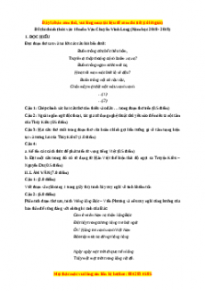 Đề thi tuyển sinh chính thức vào 10 môn Ngữ Văn năm 2018 - 2019 có đáp án - THPT chuyên Vĩnh Long