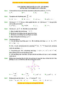 Đề thi thử Toán trường Cụm Gia Lộc - Hải Dương năm 2023