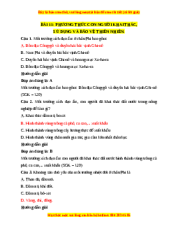 Trắc nghiệm Bài 11: Phương thức con người khai thác, sử dụng và bảo vệ thiên nhiên