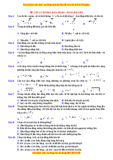 Đề thi thử Vật lí trường Hoàng Hoa Thám - HCM năm 2023