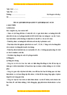 Giáo án Bài 18: Hydorgen halide và hydrohalic acid Hóa học 10 Cánh diều