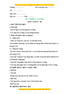 Giáo án Công nghệ 7 Cánh diều Bài 7: Trồng cây rừng