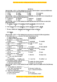 Đề thi trắc nghiệm Tiếng anh 10 năm 2022 - 2023 (Đề 18)