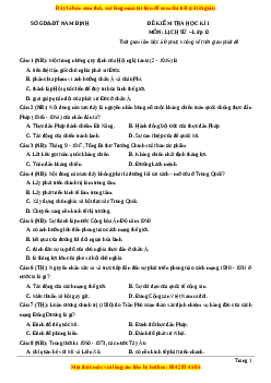 Đề thi cuối kì 1 Lịch sử 12 năm 2023 Sở GD và ĐT Nam Định