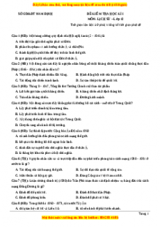 Đề thi cuối kì 1 Lịch sử 12 năm 2023 Sở GD và ĐT Nam Định