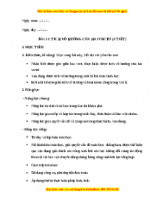 Giáo án Tích vô hướng của hai vecto Toán 10 Kết nối tri thức
