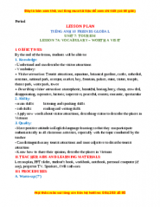 Giáo án Unit 7: Tourism Tiếng Anh 10 Friends global