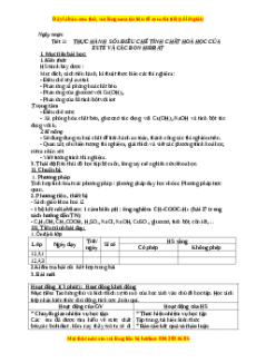 Giáo án Hóa 12 học kì I Tiết 11: Thực hành số 1: Điều chế tính chất hóa học của Este và Cacbonhiđrat